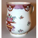 A SAMSON FAMILLE ROSE PORCELAIN TANKARD, decorated with a basket of flowers and loose floral sprays,