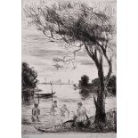 20th Century French School. Nude Figures Bathing, Etching, Indistinctly Signed and numbered 33/