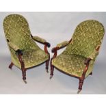 A SUPERB NEAR PAIR OF REGENCY MAHOGANY BERGERE ARMCHAIRS with padded backs, arms and seats,