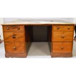A LATE GEORGE III MAHOGANY PEDESTAL PARTNERS DESK with leather inset writing surface, three