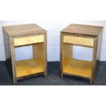 A PAIR OF FRENCH FAUX SNAKESKIN SINGLE DRAWER TWO TIER BEDSIDE CHESTS.1ft 6ins wide x 1ft 6ins