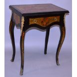 A “BOULLE” SIDE TABLE, the rectangular top above a single frieze drawer, supported on cabriole