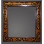 A WILLIAM & MARY ENGLISH MARQUETRY CUSHION FRAMED MIRROR, 2ft 2ins x 2ft 1ins.