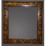 A WILLIAM & MARY ENGLISH MARQUETRY CUSHION FRAMED MIRROR, 2ft 2ins x 2ft 1ins.