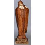 LUCIENNE ANTOINETTE HEUVELMANS (1885-1944) “Vierge à l’Enfant”, wood and ivory sculpture on an