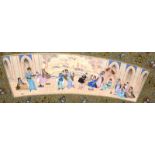 A VERY GOOD QUALITY INDIAN OR BURMESE PAINTING ON A SHEET OF IVORY. Many figures taking tea on a