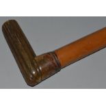 A LARGE WALKING STICK with horn handle.  37ins long.