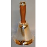 A BELL SHAPED DECANTER with wooden handle.