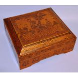 A CHINESE SQUARE LACQUER BOX AND COVER.  11ins square.