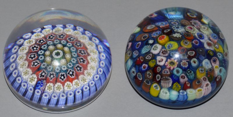 TWO MILLEFIORI PAPERWEIGHTS.