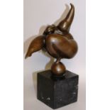 MILO A MODEL OF A CHUBBY FEMALE DANCER. Signed. 7.5ins high, on a square marble base.