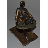 A VIENNA CAST BRONZE ARAB SERVING TEA. 4ins high.