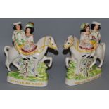 A PAIR OF STAFFORDSHIRE GROUPS, “GOING TO MARKET” and “RETURNING HOME”. 8ins high.