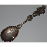 A DUTCH SILVER SPOON with Victorian silver import marks. London 1895.