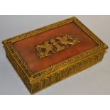 A GOOD EMPIRE GILT METAL RECTANGULAR BOX AND COVER. 6ins wide.