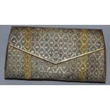 A LADIES CHRISTIAN DIOR TWO COLOURED GOLD EVENING BAG with mirrored interior and diamond set