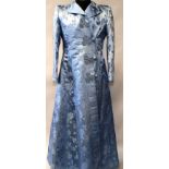 A CHINESE DARK BLUE SILK GOWN.