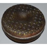 A GOOD PRESSED TORTOISESHELL CIRCULAR BOX AND COVER. 3.5ins diameter.