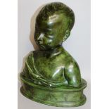 DONATELLO A GOOD HEAD AND SHOULDERS OF A YOUNG BOY ON AN OVAL BASE. Signed DONATELLO, des Bronzes,