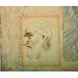 19th Century English School. Sketch of a Man’s Head, surrounded by another Sketch, , Ink and Pencil,