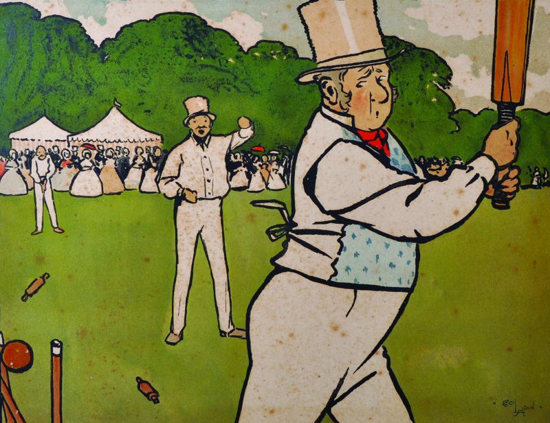 Cecil Charles Windsor Aldin (1870-1935) British. A Cricket Match, Stencil, Signed in Pencil,