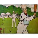 Cecil Charles Windsor Aldin (1870-1935) British. A Cricket Match, Stencil, Signed in Pencil,