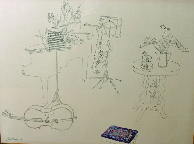Millicent Tomkins (20th Century) American. ‘Concerto No 1’, Mixed Media, Signed and Dated 1974,