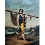 Turner (19th Century) British. ‘The Fisherman’, Engraving, overall 20” x 15.5, and another