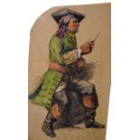 Margaret Dovaston (1884-1955) British. Study of a Man in Costume, Pastel, Shaped, Unframed, 21” x