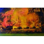 After Robert Dodd (1748-1816) British. ‘Battle of the Nile, the Attack at Sunset, Print stuck to