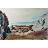 20th Century European School. A Coastal Scene, Watercolour, Indistinctly Signed and Inscribed,