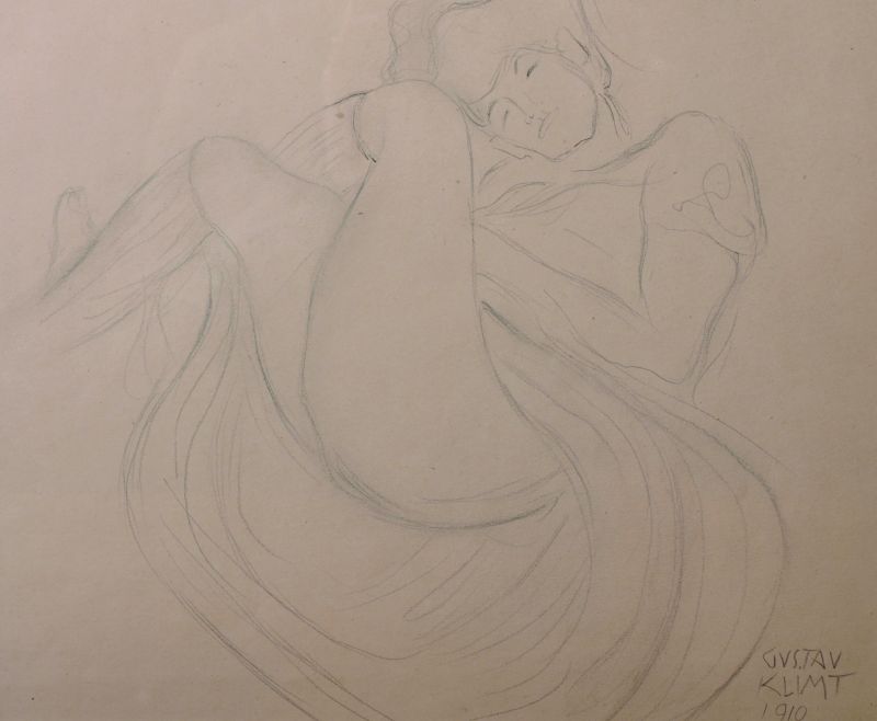 After Gustav Klimt (1862-1918) Austrian. A Reclining Lady, Pencil, bears a Signature and Date