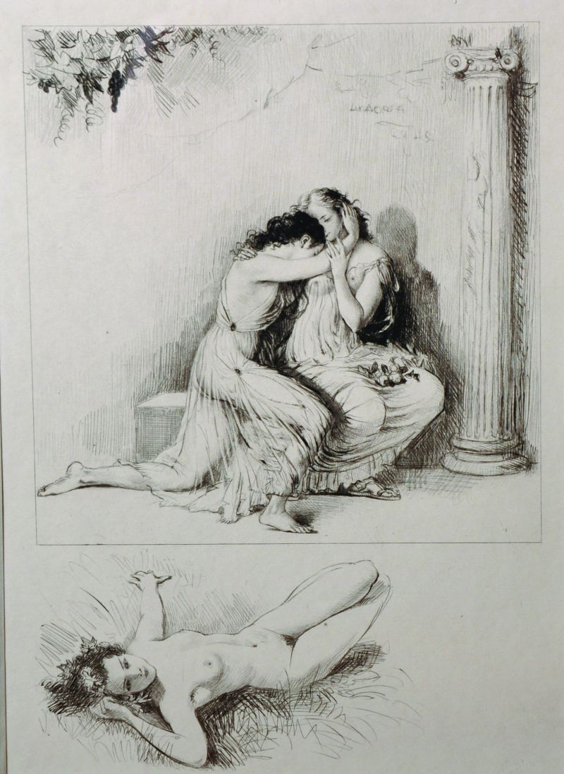 Paul-Emile Becat (1885-1960) French. Semi Naked Maidens, Drypoint Etching with Contra Point. Edition