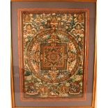 A GOOD QUALITY 20TH CENTURY FRAMED TIBETAN THANGKA, painted with an extremely detailed variety of