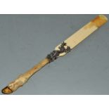 A SILVER MOUNTED IVORY HOOF PAPER KNIFE, Possibly Chatsworth House 13ins long.