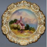A 19TH CENTURY ROYAL DOULTON CABINET PLATE, hand painted with a titled view of Castagnola Lago di