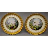 A 19TH CENTURY COPELAND FINE PAINTED PLATE painted with birds, fruit and flowers, probably by