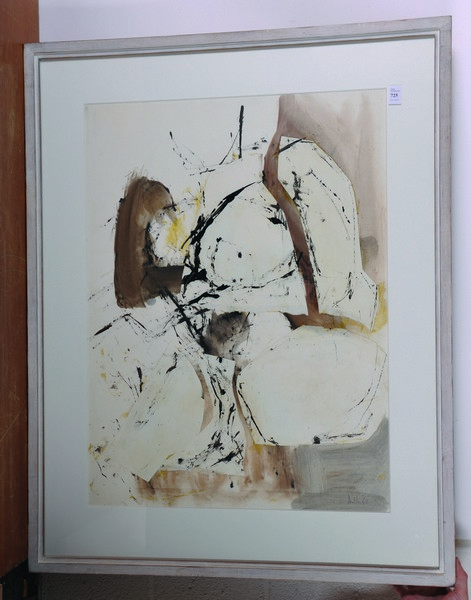 Adrian Heath (1920-1992) British. ‘Abstract’, Mixed Media with Collage, Signed and Dated ’62, 30” - Image 2 of 5