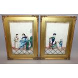 A PAIR OF 19TH CENTURY FRAMED CHINESE PAINTINGS ON RICE OR PITH PAPER, one depicting an official and