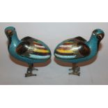 A GOOD PAIR OF CHINESE QIANLONG/JIAQING PERIOD CLOISONNE QUAIL INCENSE BURNERS, circa 1800, each