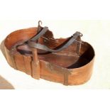 A BENTWOOD SEEDLIP & NECK STRAP. 19th century. This ancient seed box lay against the sower’s waist