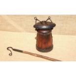 A SUSSEX SHEPHERD’S TAR POT. Late18th/early 19th century. Carved from solid wood 31cm ht. Very