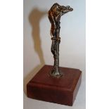 EMMANUEL FREMIET (1824-1910) FRENCH A BRONZE OF A FROG ON A POLE on a square wooden base. Signed 4.