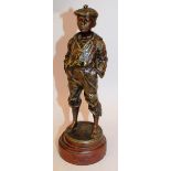 VACLAW SZCZEBLEWSKI A GOOD BRONZE OF A YOUNG BOY “MOUSSE SIFFLEUR”, hands in pockets, whistling.