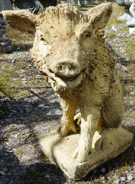 A COMPOSITE GARDEN ORNAMENT modelled as the Uffizi Boar 1ft 9ins high.