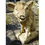 A COMPOSITE GARDEN ORNAMENT modelled as the Uffizi Boar 1ft 9ins high.