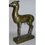 AFTER THE ANTIQUE (19TH CENTURY) A GOOD MODEL OF A STANDING DEER on a rectangular base. 21ins