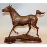 J. KNIGHT (20TH CENTURY) BRITISH A BRONZE OF A GALLOPING HORSE “BASIL”. Signed and dated 1989 on a