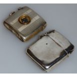 A PLAIN VICTORIAN SILVER VESTA AND COMBINED CIGAR CUTTER, Birmingham 1888, another ENGINE TURNED