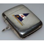 AN EDWARD VII SILVER AND ENAMEL STRIKER WITH FLAG “ROYAL MOTOR YACHT CLUB”. Birmingham 1909 Maker: